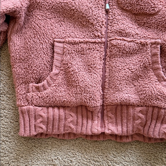 Olivia Sky Dusty Rose Teddy Fleece Zip-Up Jacket - Picture 3 of 7